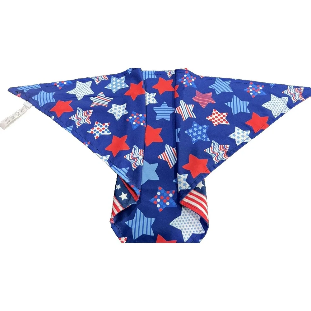 Two Reversible Patriotic Red White Blue Dog Bandanas LARGE Tie On 4 Designs‎ NEW